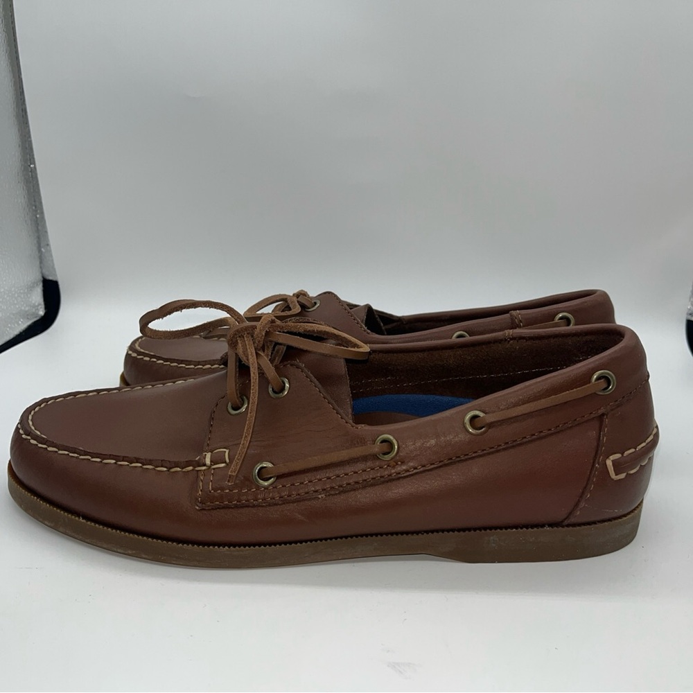 Lands End Brown Leather Loafers Driving Shoes Size 10 D. - Picture 3 of 10